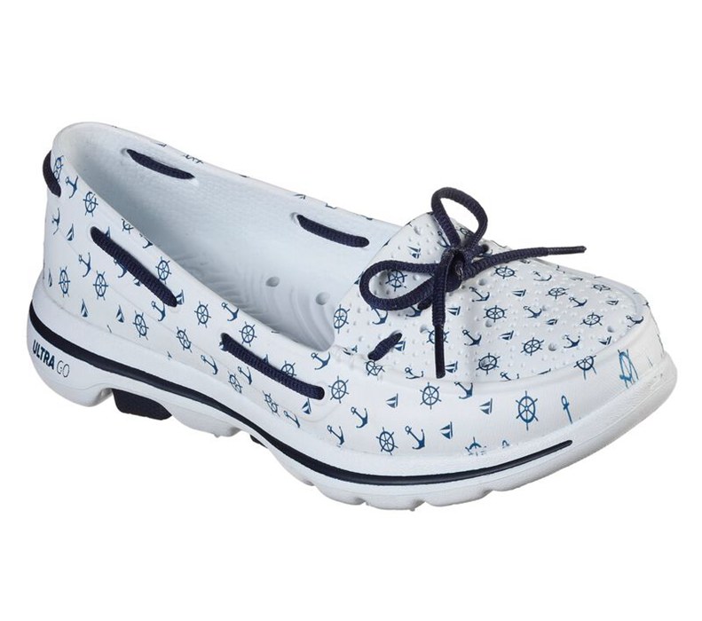 Skechers Cali Gear: Gowalk 5 - Nautical - Womens Slip On Shoes White/Navy [AU-IK0757]